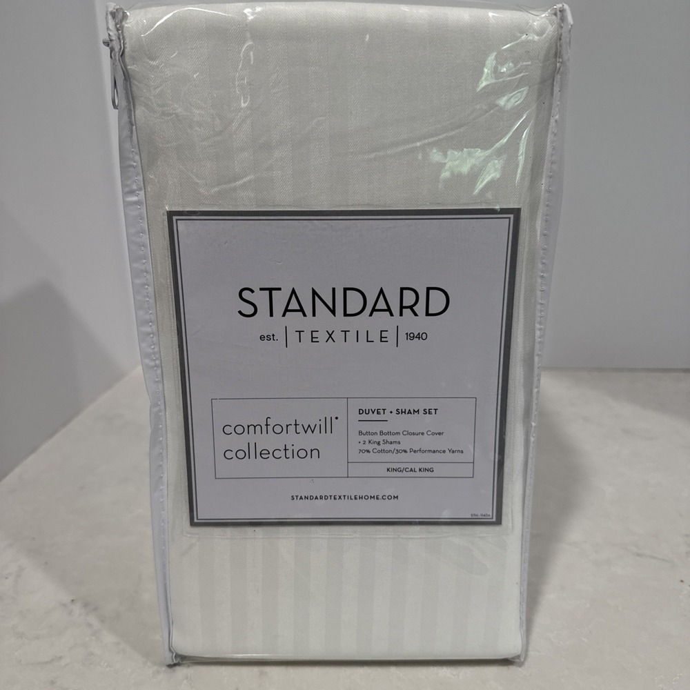 Standard Textile Linen Duvet Set King/Cal King Off White Duvet Cover + Sham set